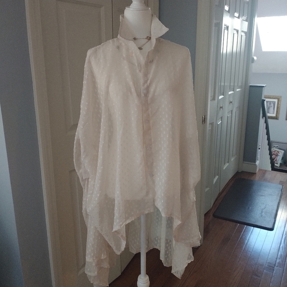 boohoo Dobby Chiffon Oversized Maxi Shirt Ecru 14 - Picture 4 of 12